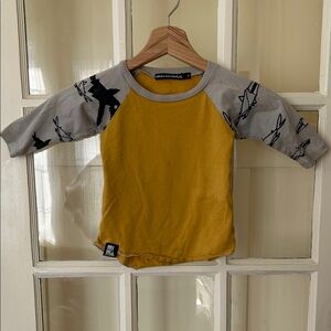 Yellow and Gray Kids Shirt, shark original geometric art